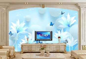 Custom 3d freskos.Kūrybos stereo srityje Fantazijos Blue Rose tapetai,svetainė, televizorius, sofa-sienos miegamajame 3d tapetai papel de parede