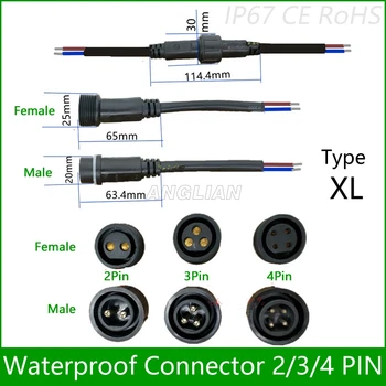 5 poros Vandeniui jungties Srovė 8A/12A/20A 2 pin / 3 pin / 4 pin su viela IP67 moterų male plug 1.0/1.5/2.5 (mm2)