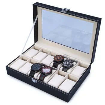 2021 Naujas Mados 12 Gids Failų Sistema Oda Žiūrėti Papuošalų Dėžutė Ekrano Lange Laikrodžiai Atveju Papuošalų Laikymo Organizuotas Cajas Para Relojes