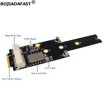 Mini PCI-E PCIe 52Pin M. 2 NGFF M-Key Belaidžio ryšio Adapteris Kortelę, SIM Lizdas GSM GPS GPRS, 3G 4G LTE Modemu, Wifi Modulis