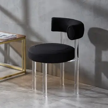 Modernus minimalistinis akrilo atlošas minkšti baldai, valgomojo kėdės dizaineris organinio stiklo padažu kėdė akcentas kėdės, plastikinės kėdės