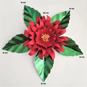 Raudonos Dirbtinės Gėlės Su žaliais Lapais Fleurs Artificielles Fonas 