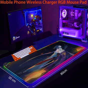 Pc Priedai Telefono Belaidžio Įkrovimo RGB Pelės Mygtukai LED Žaidimų Xiao Genshin Poveikio Laptopo Kietas Klaviatūros Kilimėlis Kilimėlis Žaidimas Kilimėliai