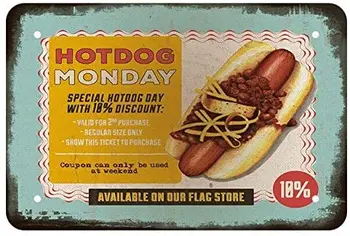Hot Dog Vintage Stiliaus Metalo Pasirašyti Geležies Dažymas vidaus ir Lauko Namų Baras, Kavos Virtuvės Sienų Dekoras 8 X 12 Colių