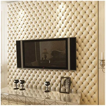 Prabanga Europos Stiliaus 3D dirbtinės Odos Minkštas Krepšys Tapetai, TV Foną, Sienos Miegamojo Kambarį Įėjimo Vaizdo Siena