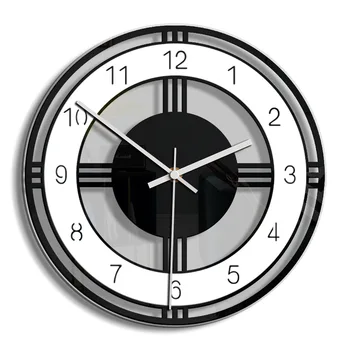 Trumpa Adata Sieninis Laikrodis Juodos ir Baltos Apskrito Kūrybos Horloge Kambarį Namų Dekoro Skaidrus Akrilo Antikos Stiliaus Laikrodis