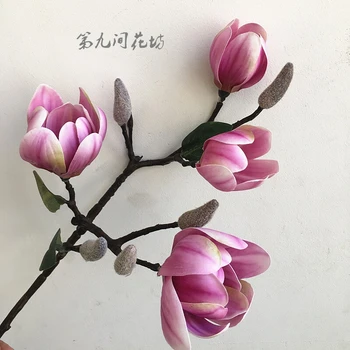 Naujas aukštos kokybės dirbtinė magnolia gėlių meno patalpų kambarį stalo butelį gėlių kompozicijų vieną visumą kamieninių apdaila