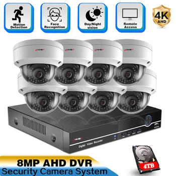 HD 4K 8MP kamera, Vaizdo Stebėjimo Sistemos 8CH HAINAUT DVR Kit 8.0 MP HD Kambarinė Lauko CCTV Kameros P2P vaizdo Apsaugos Sistemos Komplektas