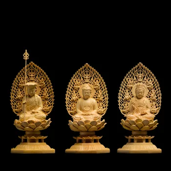 Medienos Budos Skulptūra Rytų Azijos Budizmo Lotus 