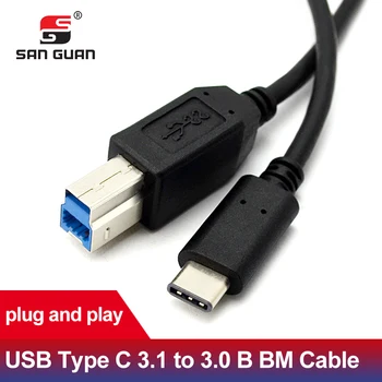 3.1 USB Spausdintuvo Kabelį, Tipas C, Vyrų B Male Skaitytuvą, USB 3.0-B Pratęsimo Spausdintuvo Kabelis 