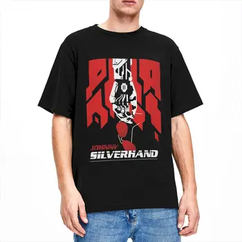 Cool Marškinėliai Johnny Silverhand Rockerboy Merch Derliaus 100% Medvilnės, Trumpomis Rankovėmis Žaidimas Naktį Miesto Cyber Marškinėliai Įgulos Kaklo Viršūnes