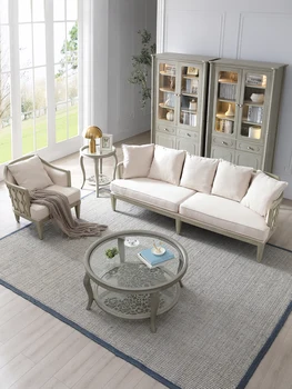 Amerikos lengvojo prabangių medžio masyvo audinio sofos mišinys, modernus paprasta, gyvenamasis kambarys sofos, šviesos, prabangūs baldai