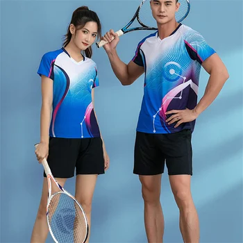 Badmintono Megztiniai & šortai Vyrų ir Moterų shuttlecock marškinėliai Teniso sijonas Badmintono treniruočių kostiumai Trumpas rankovės tracksuit Sportinę aprangą