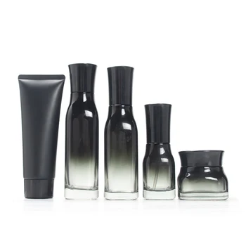 50PCS juoda purškimo butelis, 40ML stiklo losjonas butelis, eteriniai aliejai, kosmetikos pakuotės tonerio butelis didmeninės