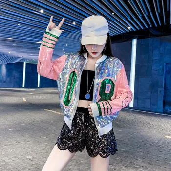 Pavasarį Ir Rudenį China Striukė moteriška 2020 Naujas Mados Apvalios Kaklo, ilgomis Rankovėmis Hip-Hop, Club Plius Dydžio Striukės viršutinių drabužių siuvimas