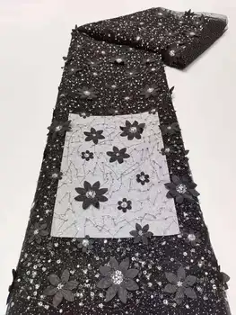 Išskirtinį/Blizgus karoliukai+ kristalų china siuvinėjimo prancūzijos tiulio net nėrinių/Vestuvių suknelė Dizainas 7colros šviesus blizgančiais Afrikos nėriniai
