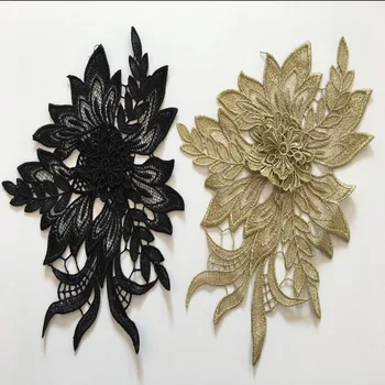 1Pcs Didelis aukso gija vandenyje tirpus siuvinėjimo 3D gėlės pleistras nuotakos suknelė/corsage lipdukai drabužių priedai A701