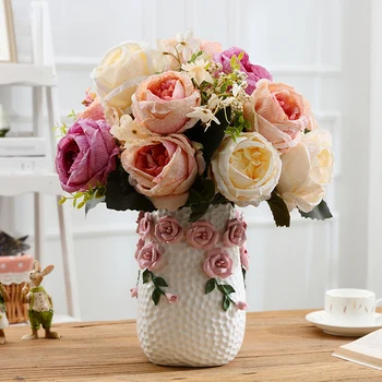 Smulkūs Keramikos Vestuvių Dekoravimas Vaza Dizaino Baltos spalvos Gėlių Vaza su Gėlėmis Prabangus Kambarys Šalies Vasos Decorativos Kambario Apdaila