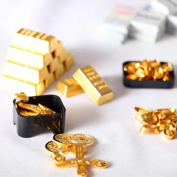 1:12 Miniatiūriniai Lėlių Aukso Plytų Mini Vario Pinigų Lėlės Namas Priedai