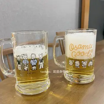 360Ml Japonijos Osamu Prekės Didelės Talpos Alaus Stiklo Puodelis su Rankena Kawaii Anime Namų Sulčių stiklinė Pieno Puodelis Vaikams Dovanos