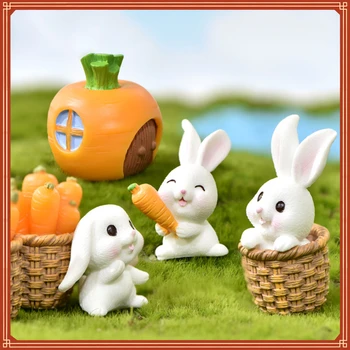 Gabalas Rinkinys Easter Bunny Apdailos Amatų Miniatiūrinis Modelis, Namų Puošybai Darbalaukio Sodo Puošmena Velykų Apdaila