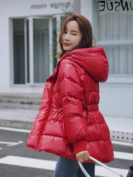 Korėjos Striukė Moterų Kailis į Apačią Moterų Žiemos Parkas 90% Baltųjų Ančių Pūkais Striukės Gobtuvu Mados 2023 Mujeres Abrigos