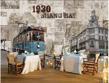 pasirinktinius nuotraukų 3d tapetai Senas Shanghai pastatas, nostalgiškas derliaus fone kambarį, iš namų sienos tapetai, 3d