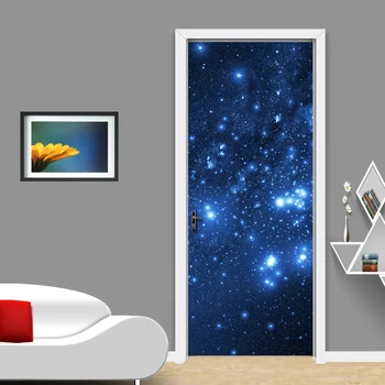 Modernus 3D Stereoskopinis Efektas Žvaigždė, Dangaus Tapetai, Freskos Kambarį Miegamojo Durų Apdaila, Sienų Dažymas PVC Lipdukai Vandeniui