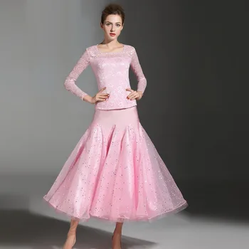rožinės spalvos sportinių šokių konkursas suknelės sportinių šokių standarto socialinės suknelės moterims, šokių suknelė balus rumba valsas suknelės