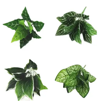 2vnt Sodo Modeliavimas Žaliųjų Augalų Vazoninių Gėlių Lapų Augalų Sienos Duris Fone, Sienų Apdailos Medžiagos, Vienas Žalias Lapas