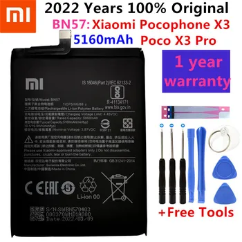 2022 Aukštos Kokybės 100% Originalus Naujas Xiao mi BN57 5160mAh Telefono Baterija Xiaomi Pocophone X3 Poco X3 Pro Pakeitimo Baterijas
