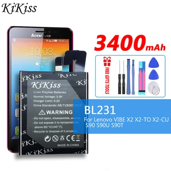 Originalus Kikiss BL231 3400mAh Li-ion Baterija Lenovo VIBE X2 X2-IKI X2-CU S90 S90u Mobiliojo Telefono Įkrovimo Batteria
