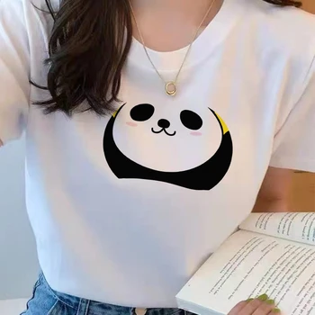Animacinių Filmų T-Shirt Moterims, Lietuvių Grafikos Tees Unisex Kawaii Vasaros Viršūnes Harajuku Naujos Panda Print T-Shirt Juokinga Moteriška Tee