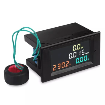 4 in 1 AC Voltmeter Ammeter Elektros Energijos Skaitiklis AC 80.0-300.0 V 0.01-100A HD Spalvotas Ekranas 180 Laipsnių LED