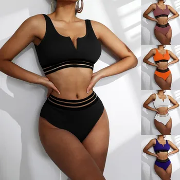 Moterų Maudymosi kostiumai Seksualus Juodas Kvadratas Bikini Komplektas Paplūdimio Bikini Dviejų dalių Komplektas 2022 Naujas Vasaros maudymosi kostiumėlį Mados Aukštos Juosmens 2021