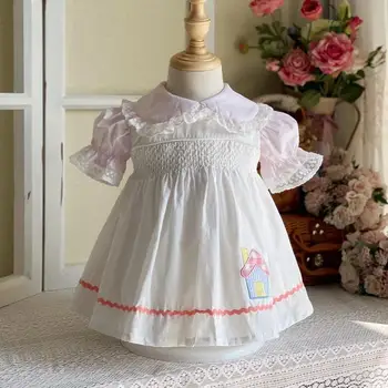 Vasaros Kūdikių Drabužių, Siuvinėjimas Dviejų Vienetų Rinkinių Princesė Suknelė Vaikų Gimtadienio Velykų Eid Spaninsh Girl Lolita Dress A182