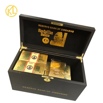 1-5 dėžės didmeninė Penkių Octillion Zimbabvės Dolerių banknotas 24K Aukso Banknotą su sertifikatais, medinės dėžės