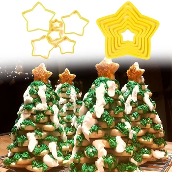 6Pcs/set 3D Kalėdų Eglutė Tortas Pelėsių Cookie Cutter Star Gėlių Širdies Formos Minkštas Pyragas Kepimo Forma 